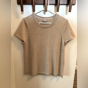 J. Crew cashmere tee, Heather Stone, size large